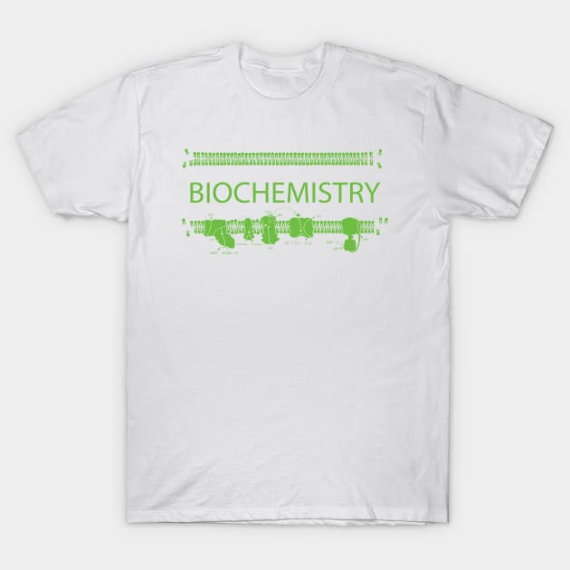 Biochemistry (Green Print) T-Shirt by csunasbmbchapter